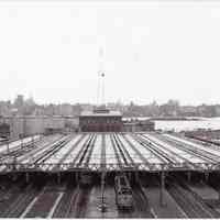 Digital b+w image of an aerial view of Hoboken Terminal from the west, Hoboken, no date, [2004].