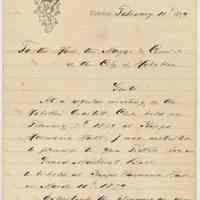 Invitation from the Hoboken Quartett-Club to the Mayor and City Council to attend Grand Masquerade Ball, March 10, 1879.