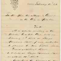 Invitation from the Hoboken Quartett-Club to the Mayor and City Council to attend Grand Masquerade Ball, March 10, 1879.