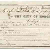 Digital image: Bill for assessment for Street Improvements, Washington Street, City of Hoboken, to The Episcopal (Trinity Church property, March 2, 1857.