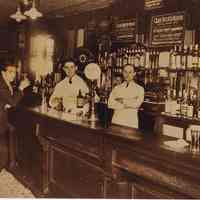 Sepia-tone photo of interior of Clam Broth House lounge (bar), 30 Newark St., Hoboken, no date, circa 1950.