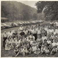          B+W group photo of 1st Annual Picnic, employees Lackawanna Terminal, Railway Express, Pleasureland, Oct. 3, 1954. picture number 7
   