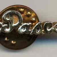 Tie tack: DePascale. (Issued circa 1960-1973 by Hoboken City Council member and/or Mayor Louis DePascale, Hoboken.)