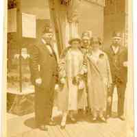 Two black-and-white photos of Paul H. Fromholtz and other people, no place (Atlantic City?), no date, circa 1940-1950.