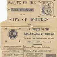 Digital images of Special Supplement, 100th Anniversary of Hoboken & American Jewish Centenary; The Jewish Standard, Friday, March 18, 1955, pages 9-14 only.