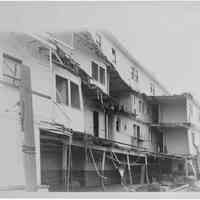 B+W photo the damaged superstructure of an unknown passenger ship (dayliner?), Hoboken, no date, ca. 1940.