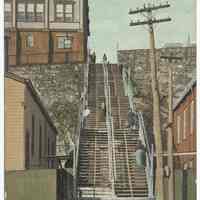 Postcard: Hoboken Steps, Hoboken, N.J. No date, circa 1907-1917; unposted.