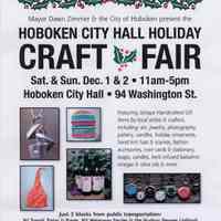 Handbill: Hoboken City Hall Holiday Craft Fair, 94 Washington St., Hoboken. Sat., Sun., Dec. 1, 2, 2012.