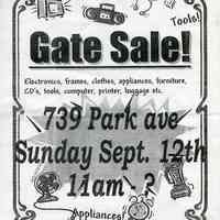Signs, 7, for gate, yard, sidewalk or moving sales, various places in Hoboken, various dates in 1999.