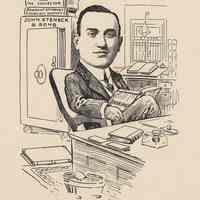 Caricature of Henry C. Steneck, [Hoboken, n.d., ca. 1907-1916]. From album, "Just for Fun"; archives catalogue 2005.018.0001.