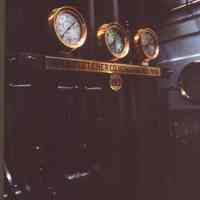 Color slide of the interior of the Steamship Ticonderoga at the Shelburne Museum showing the engine room plate sign, Shelburne, VT, 1998.