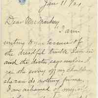 Letter from Rose Guinan to Mrs. F. Markey, 716 Bloomfield St., Hoboken, N.J. Jan. 11, 1921