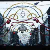 Color slide of street decorations.