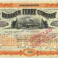 Stock certificate: Hoboken Ferry Company, No. A19, issued to Wm. A. Nash, 8 shares, Jan. 7, 1897.