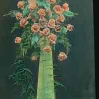 Lantern slide, color, of a floral arrangement on stand, used for promotional display in Hoboken, no date, ca. 1920.
