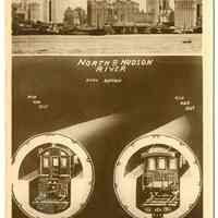 Digital image of Hudson & Manhattan R.R. postcard titled: North or Hudson River Showing Cross Section Penna. Tunnel, New York. No date, ca. 1922.