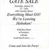 Signs, 64, for gate, yard, sidewalk or moving sales, various places in Hoboken, various dates in 1997.