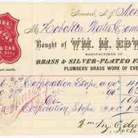 Statement: Wm. M. Edwards, Newark, N.J. to Hoboken Water Commissioners, Nov.19, 1875, for 3 orders of "Corporation Stops."