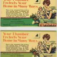 Blotter, ink, 4: advertising plumber Paul H. Fromholtz, 108 Tenth Street, Hoboken, no date, circa 1920