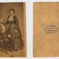 Carte-de-visite of man and woman by Hoboken photographer C.F. May, n.d., circa 1864-1873.