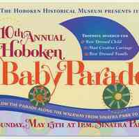 Announcement card + hang tag: 10th Annual Hoboken Baby Parade. Presented by HHM, May 15, 2011.