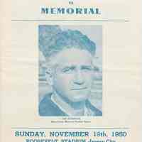 Official program for football game, Demarest vs Memorial, Roosevelt Stadium, Jersey City, N.J., Sunday, Nov. 19, 1950.