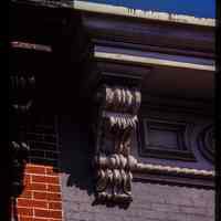          Color slide of detail view of cornices, brackets and frieze on two buildings on Bloomfield between 5th and 6th picture number 1
   