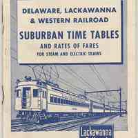 Timetable: D.L.& W. R.R. Suburban Time Tables & Rates of Fare for Steam & Electric Trains. Eff. Apr. 26, 1953.