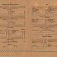          inside, pages [2-3]: menu: beer, cocktails, mixed drinkswines, soft drinks
   
