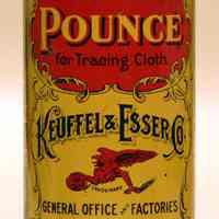          Pounce for Tracing Cloth. Keuffel & Esser Co., General Office and Factories, Hoboken, N.J., no date, ca. 1912-1920. picture number 1
   