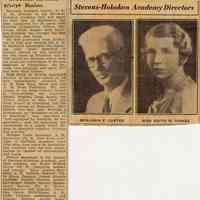 Digital images of newsclipping: Stevens-Hoboken Academy Directors "Well Equiped". Hudson Dispatch, May 31, 1934.