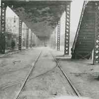 B+W photo of Public Service Railway elevated structure (trestle)on Ferry St., Hoboken, August 1,1911.