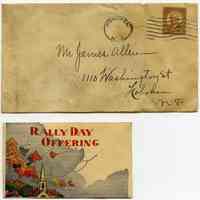          mailing envelope; enclosure - Rally Day Offering envelope
   
