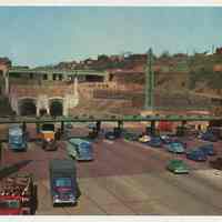          Postcard: color photo of Lincoln Tunnel, N.J. toll plaza, Weehawken, n.d., ca. late 1940s or early 1950s. picture number 2
   