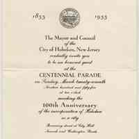 Invitation to the Centennial Parade, Hoboken Sunday, March 27, 1955.