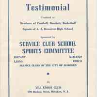 Program from the Third Annual Testimonial Tendered to...Squads of Demarest High School, Hoboken, June 5, 1951.