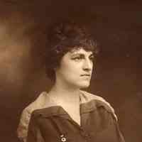 Digital image of photo of Marie Durstewitz wearing a nursing or Red Cross service pin, no place (Hoboken), no date, ca 1898 - early 1920