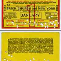 Ticket: Restricted Monthly Commutation Ticket for D.L. & W. Railroad between Brick Church & N.Y., Jan. 1953.