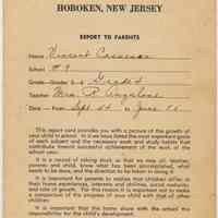 Report card of Vincent Cassesa for School No. 9, Grade 4, for school year 1954-1955