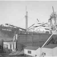 B+W photo of the S.S. Sage Brush in dry dock no. 1, Hoboken, Feb., 1941.