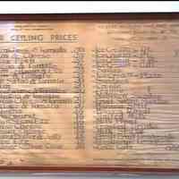          artifact: Schnackenberg's Luncheonette price list World War II
   
