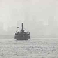 Digital reference image of printed b+w photo by David Plowden of the ferry Elmira on its last run, Nov. 22, 1967.