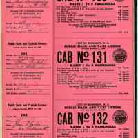          front leaf with stub receipts 100-102; view to unissued licenses 130-132
   