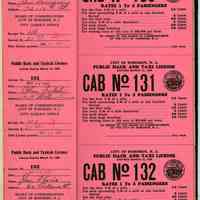 License form book: Public Hack & Taxi License 100-153. Hoboken, 1935.