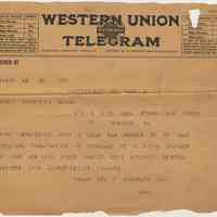 Telegram to Draft Exemption Board, Div. 1, Hoboken from N.Y. State Police, n.d., ca 1917-1918 re physical exam of civil officer who is Hoboken resident.