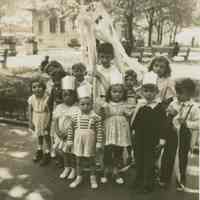 B+W photo of Hoboken May Pole celebration ca. 1946-47 at Columbus Park, Hoboken.