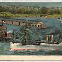 Postcard: [North German Lloyd S.S. Co. Piers at Hoboken, N.J.] No date, circa 1901-1905. Right panel of a triptych card.