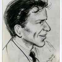 Sinatra photo: Portrait sketch of Frank Sinatra signed & dated artist Willa Gray Martin, Apr. 7 