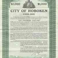 Digital image, printed document: City of Hoboken, School Bond, $1000. Issued Jan 1, 1918.