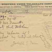 Digital image: Western Union Telegram from office at 128 Hudson St., Hoboken, November 18, 1898.